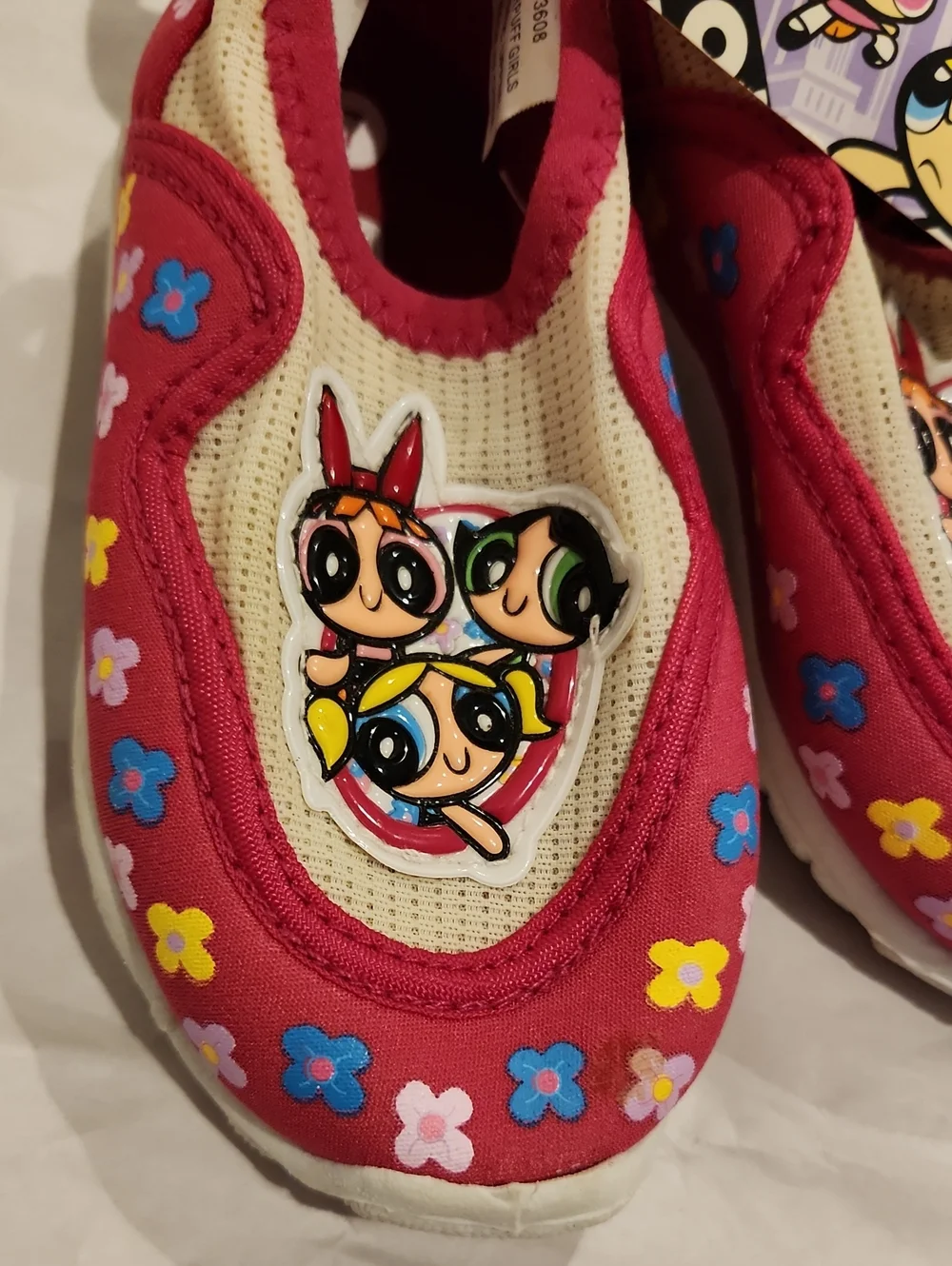 NEW/ VINTAGE Powerpuff Girls Pink Floral Slip-On Kids Shoes Sz 7